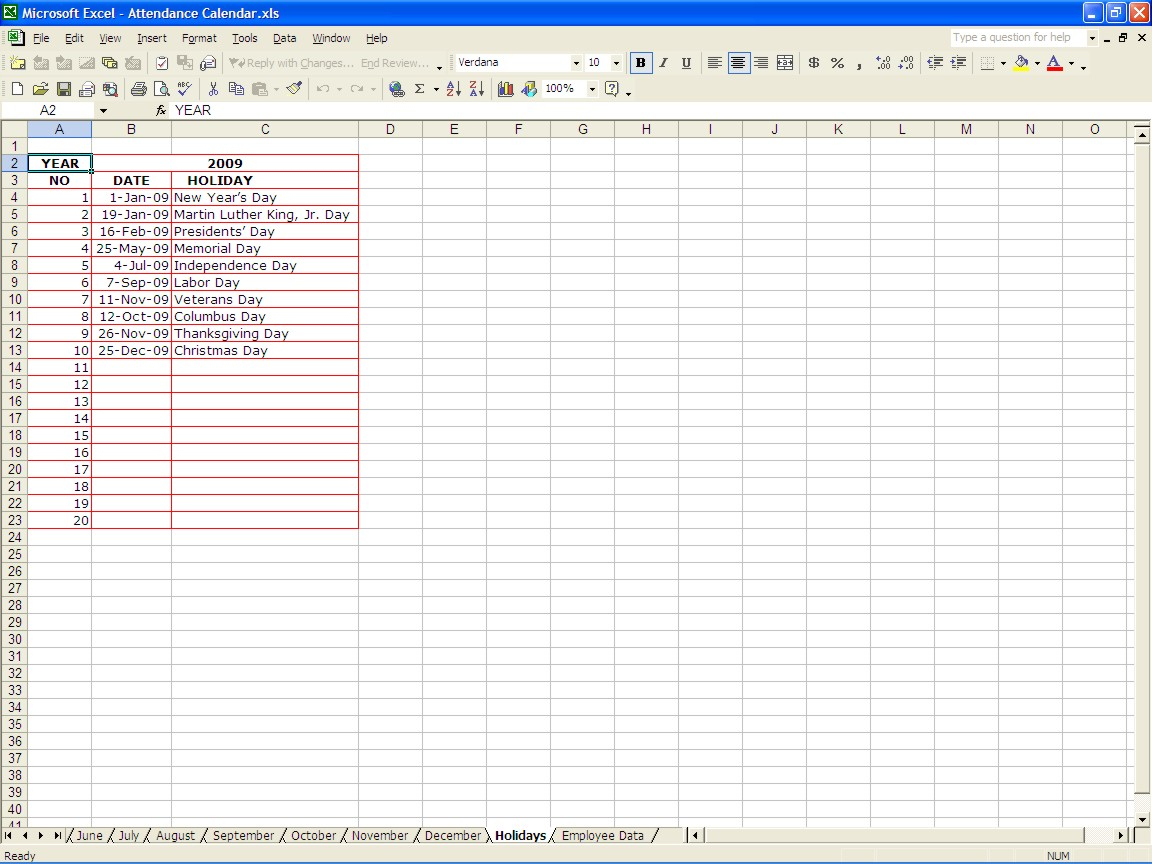 Sickness Absence Recording Spreadsheet Pertaining To Attendance Calendar  Excel Templates