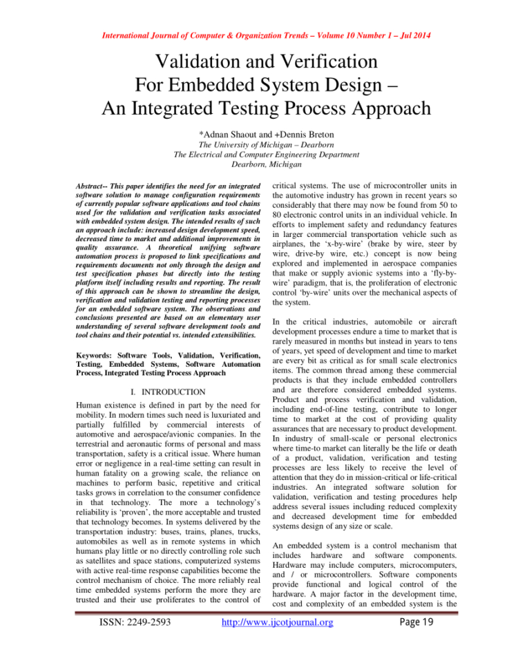 Sil Verification Spreadsheet With Pdf Validation And Verification For Embedded System Design – An