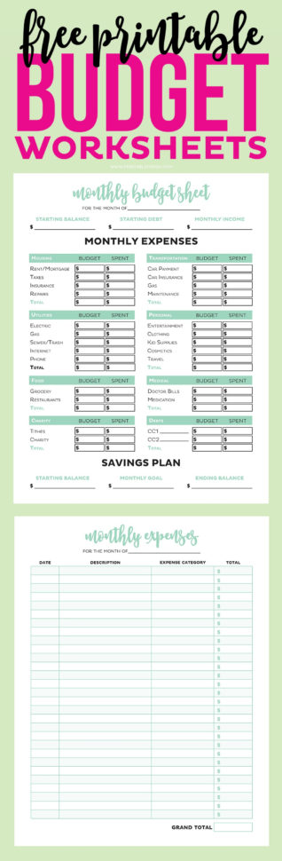 Simple Budget Spreadsheet For Simple Budget Worksheet Printable  Ellipsis Wines