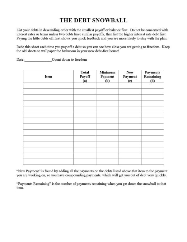 Snowball Spreadsheet — db-excel.com