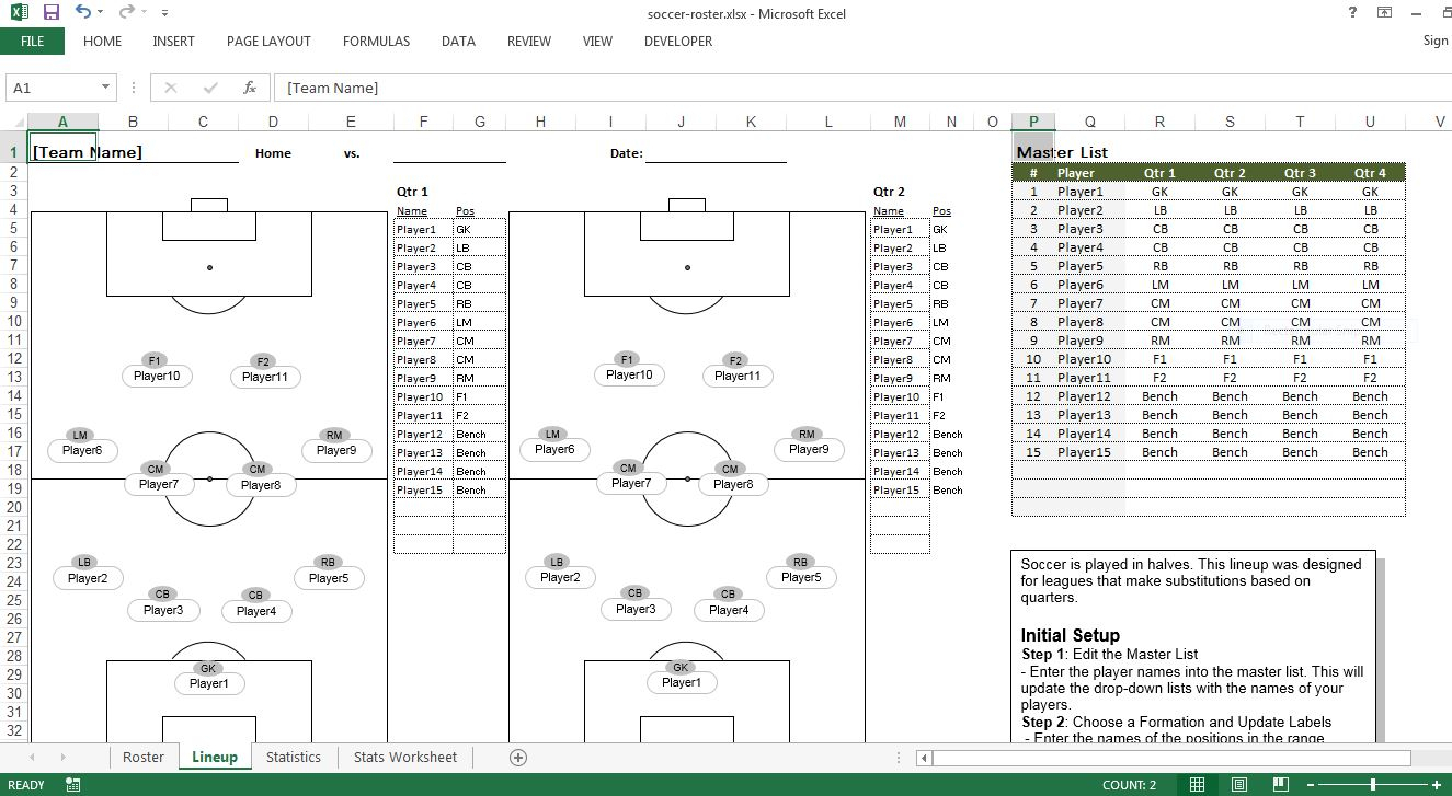 Soccer Excel Spreadsheet Throughout Soccer Roster Free Excel Template  Excel Templates For Every Purpose