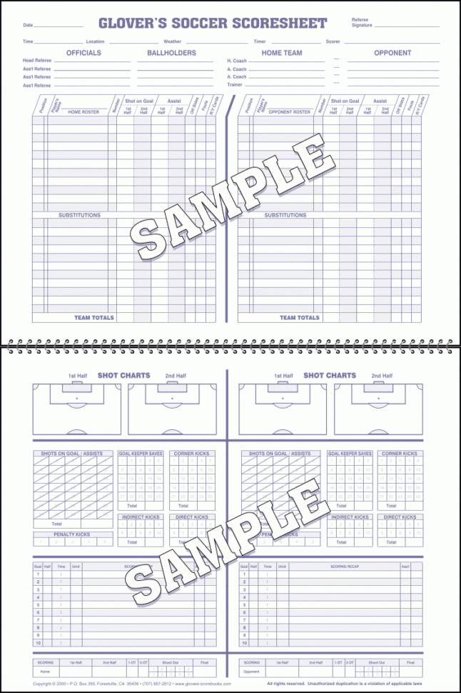 Soccer Stats Spreadsheet In Glover's Soccer Scorebooks