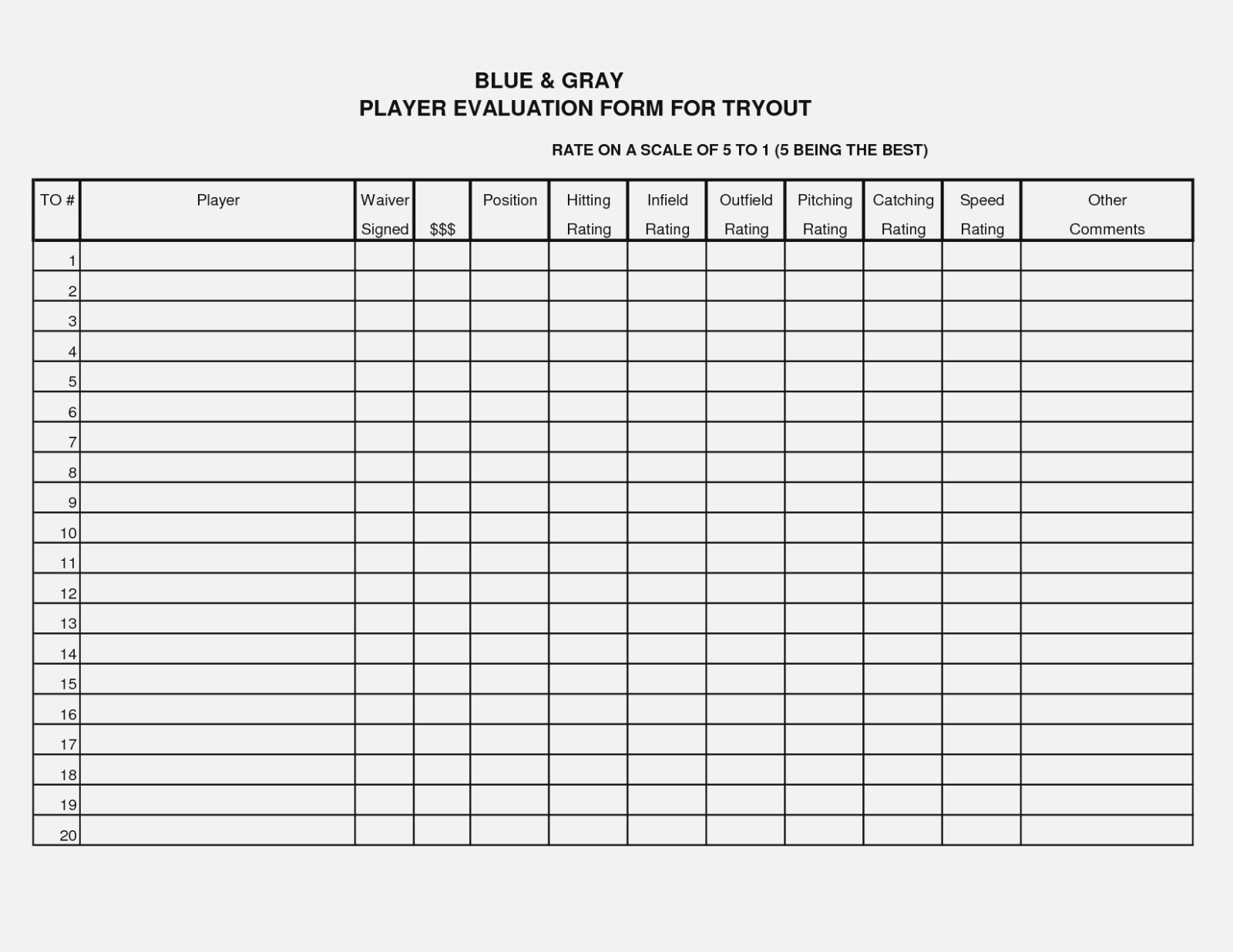 Soccer Tryout Evaluation Spreadsheet Inside Five Reliable Sources To  Form And Resume Template Ideas