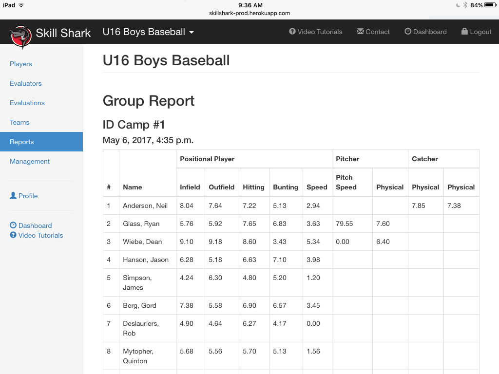 Soccer Tryout Evaluation Spreadsheet Throughout Baseball Tryout Evaluations  Skillshark