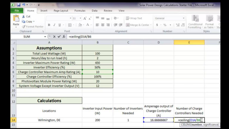 Solar Gain Calculation Spreadsheet in Example Of Solar Power Calculator ...