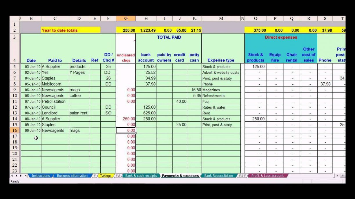 Sole Trader Spreadsheet Template Intended For Bookkeeping Template For Sole Trader Bookkeeping Spreadshee