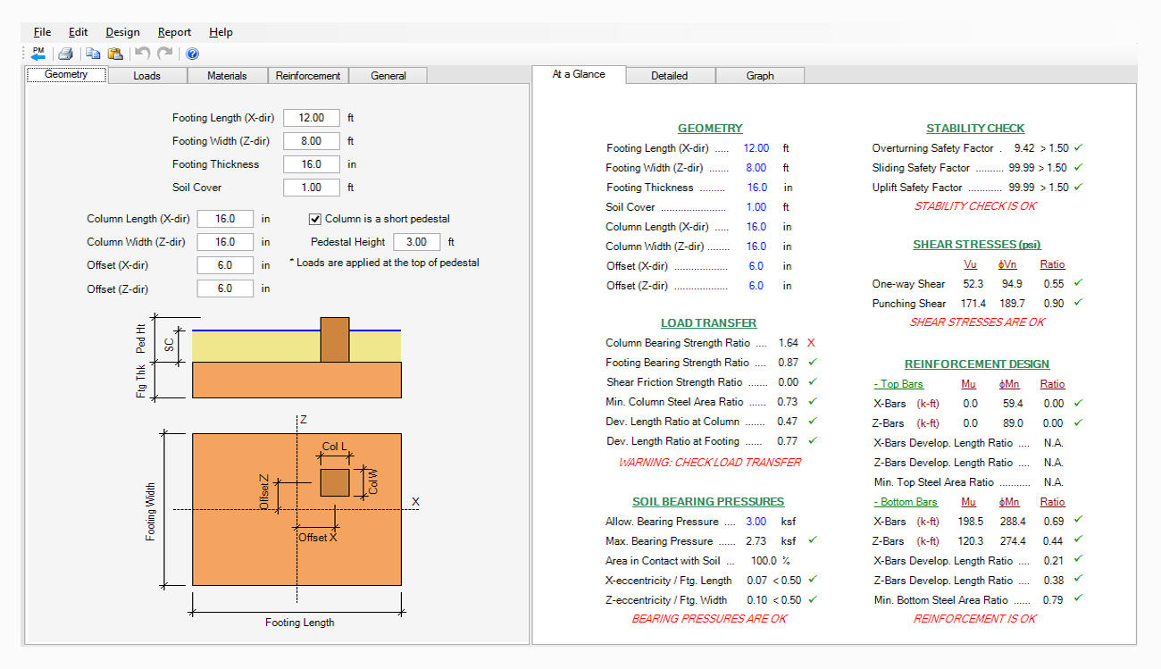 Spread Footing Design Spreadsheet Intended For Spread, Combined, Strap Footing Design Software  Asdip Foundation