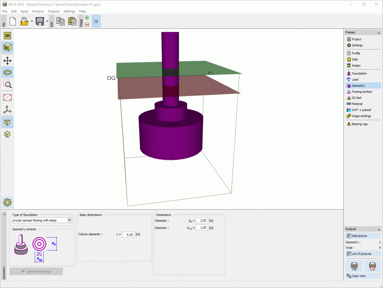 Spread Footing Design Spreadsheet Regarding Spread Footing  Geotechnical Software Geo5  Fine
