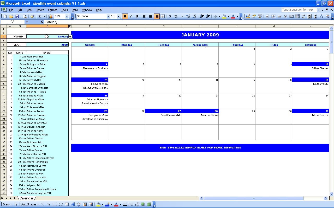 Spreadsheet Calendar Template Pertaining To Monthly Event Calendar  Excel Templates