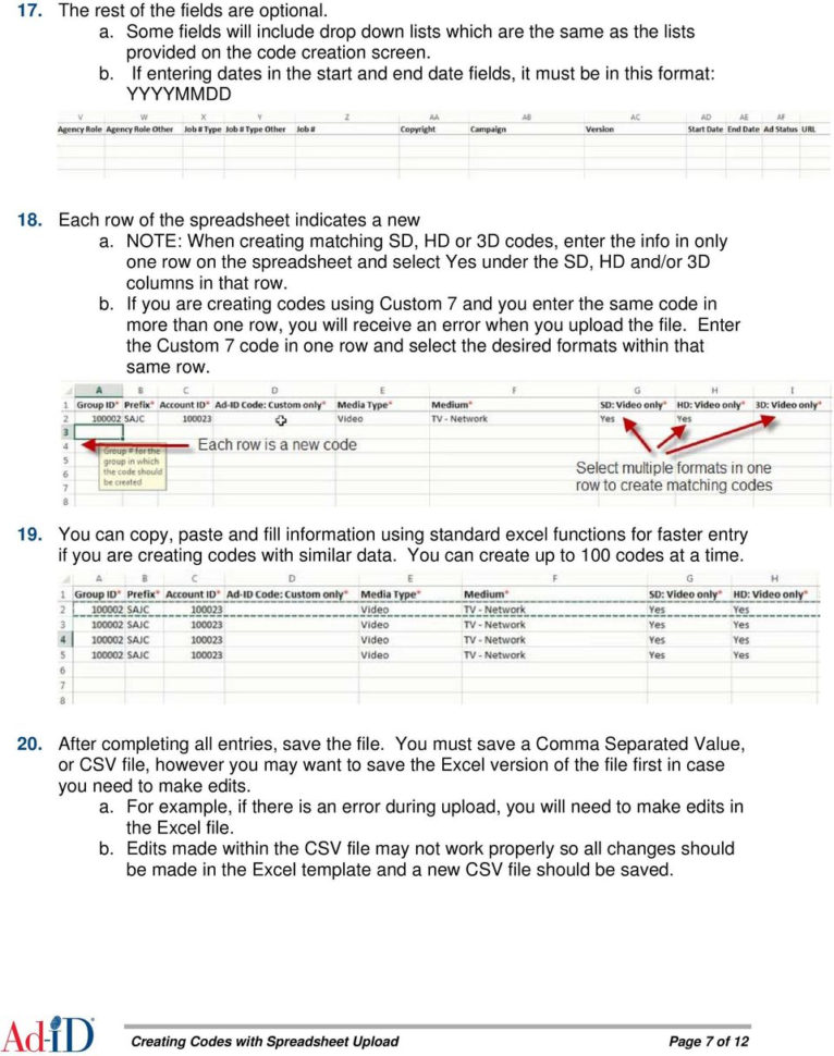 Spreadsheet Codes Within Creating Codes With Spreadsheet Upload  Pdf