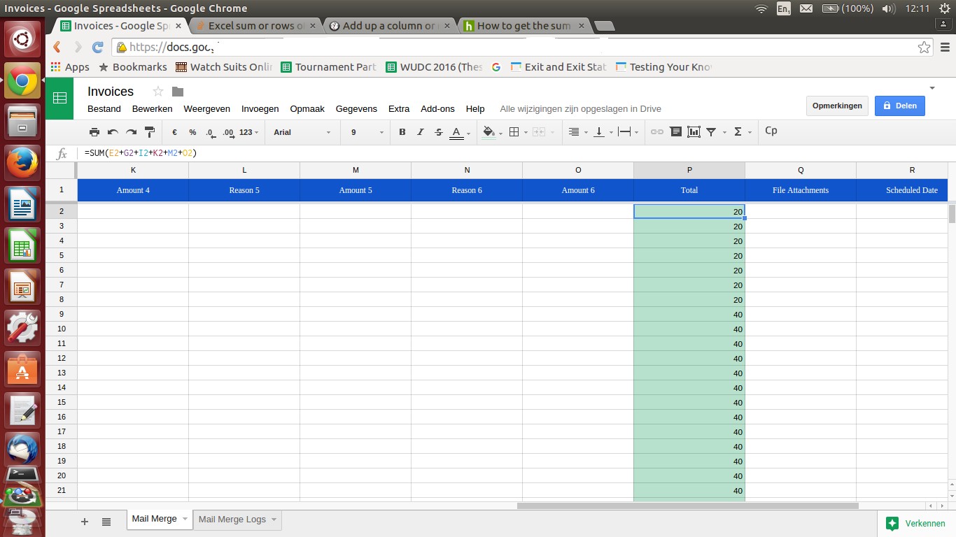 Spreadsheet Column In Google Spreadsheets Sum Or Rows Of Certain Columns  Stack Overflow