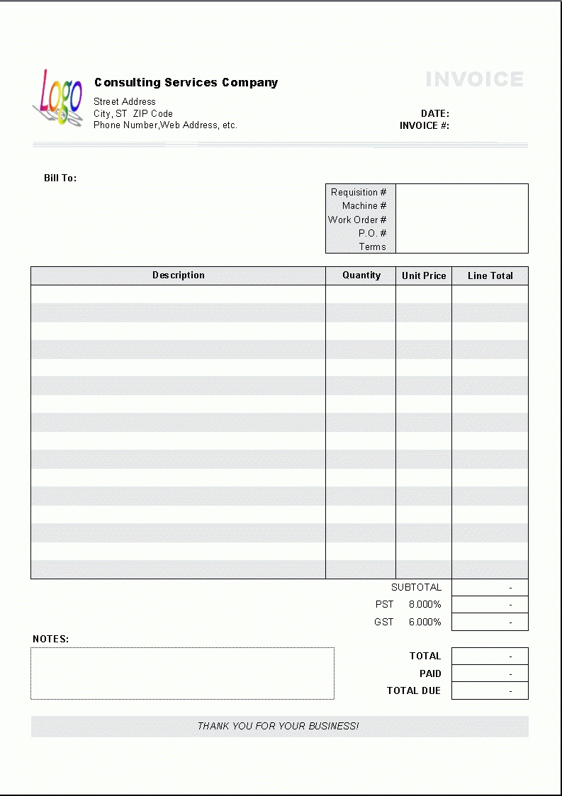 Spreadsheet Consultant Regarding Consultant Invoice Template Free And Service With Contractor Receipt