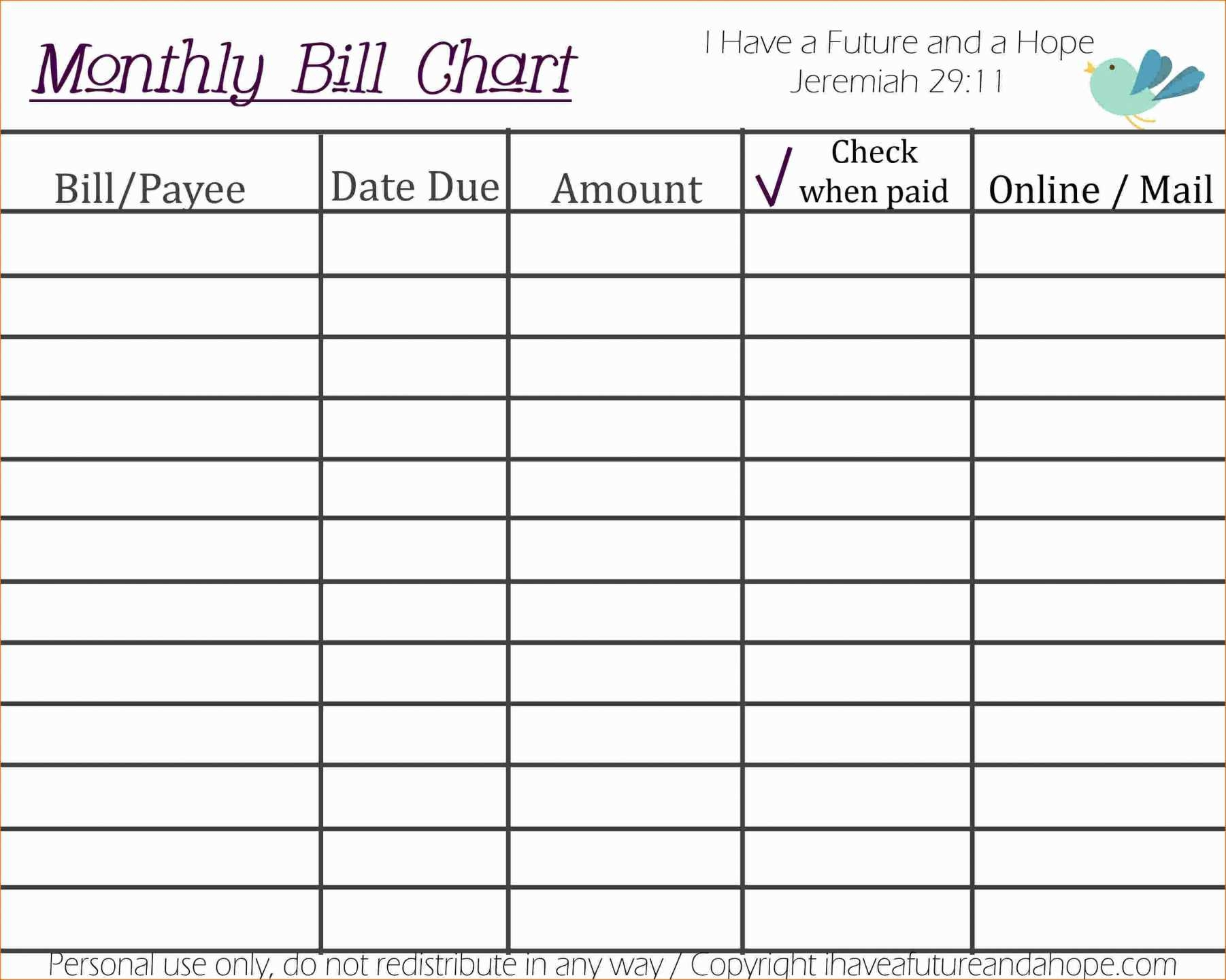 Spreadsheet For Bills Free in Monthly Bills Template Spreadsheet Bill Free Printable Bud Sample