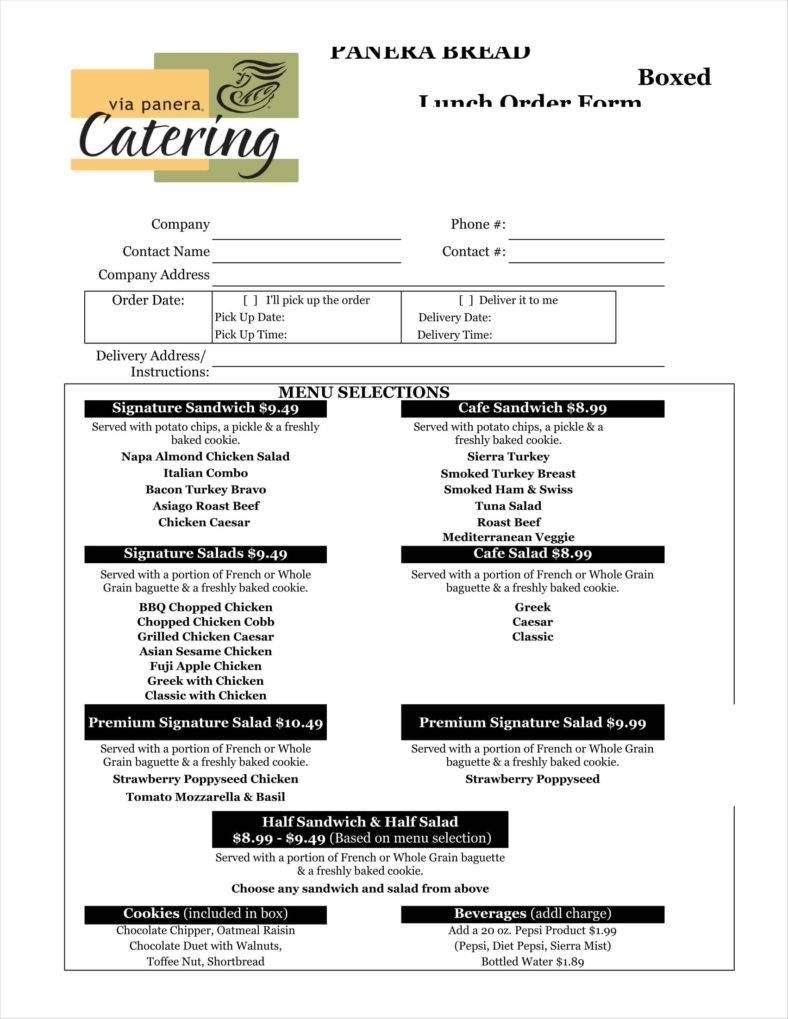 Spreadsheet For Catering Business For 8+ Catering Order Form Free Samples, Examples Download  Free