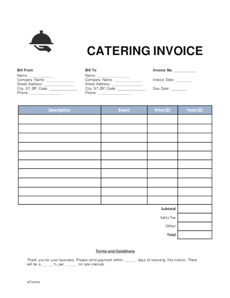 Spreadsheet For Catering Business Intended For Catering Invoice Template Filename  Colorium Laboratorium