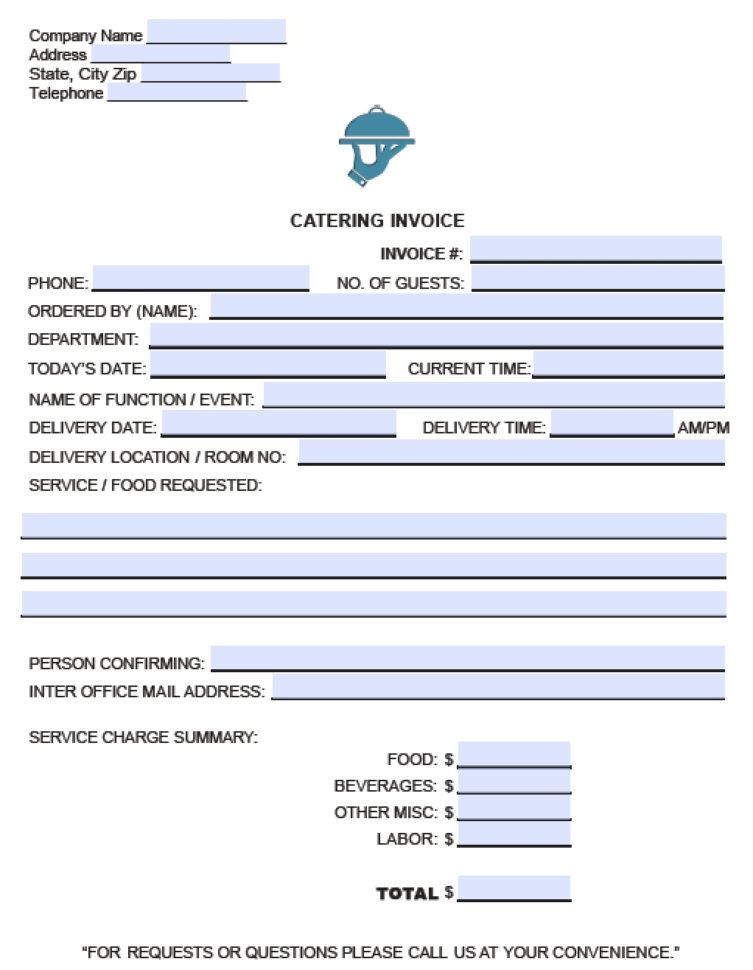Spreadsheet For Catering Business Within Catering Invoice Samples And 7 Free Invoices Template