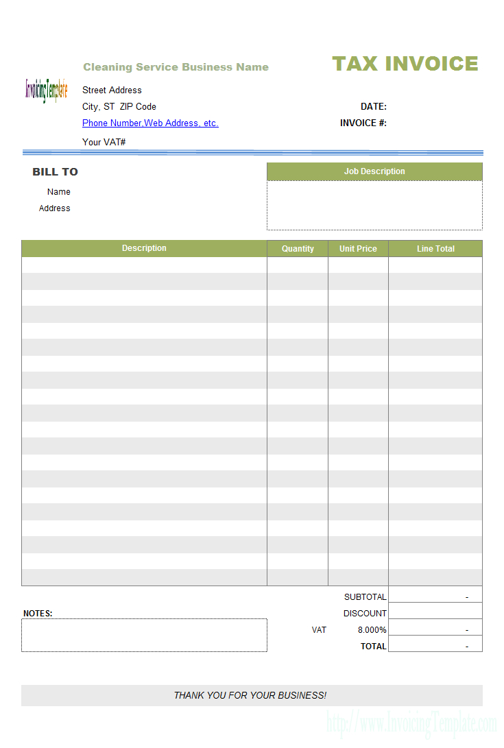Spreadsheet For Cleaning Business Inside Invoice Template Cleaning Company