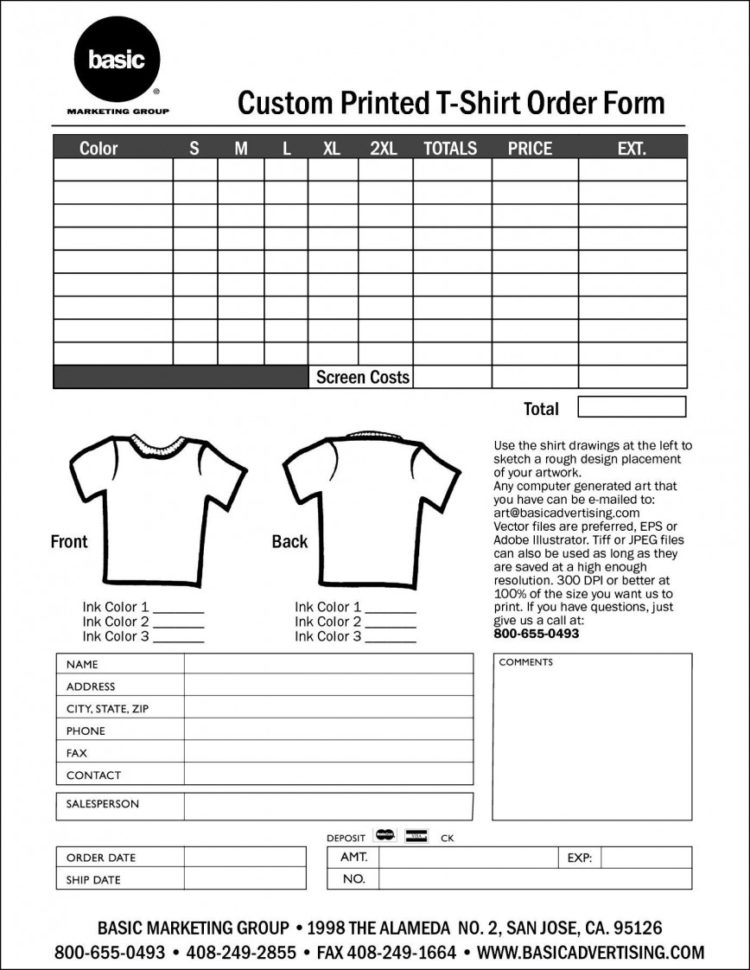Spreadsheet For T Shirt Orders — db-excel.com
