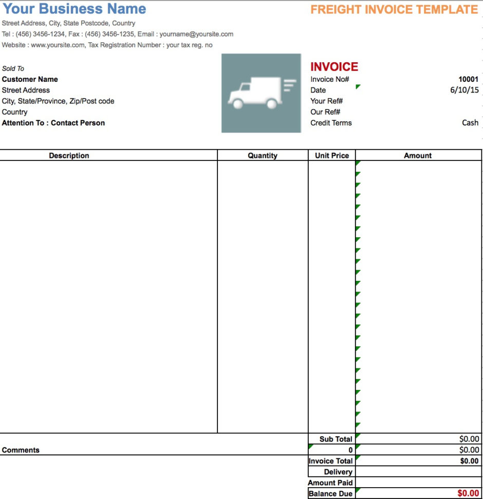 Spreadsheet For Trucking Company For Sample Invoice For Trucking Company Trucking Invoice Template