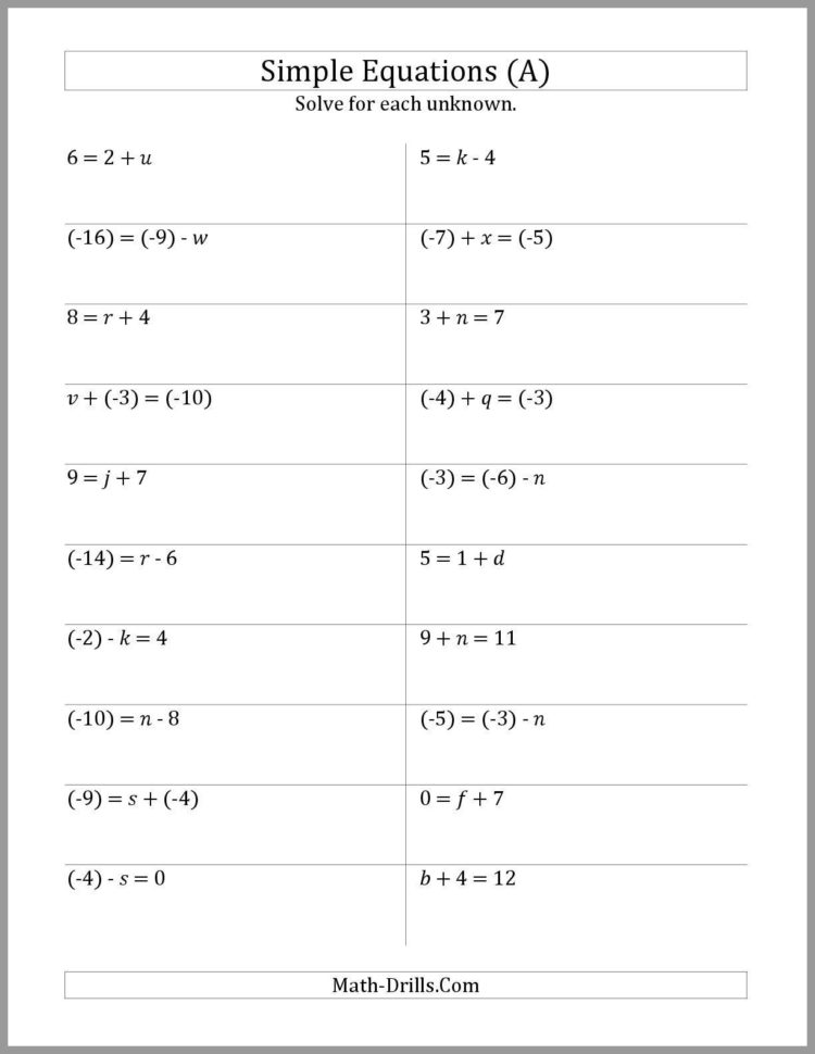 Spreadsheet Generator In Solving Equations Worksheet Generator Worksheet House Worksheet For