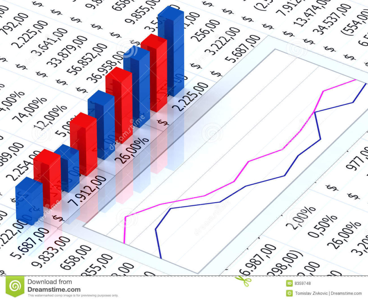 Spreadsheet Graph With Spreadsheet With Graph Stock Illustration. Illustration Of Results