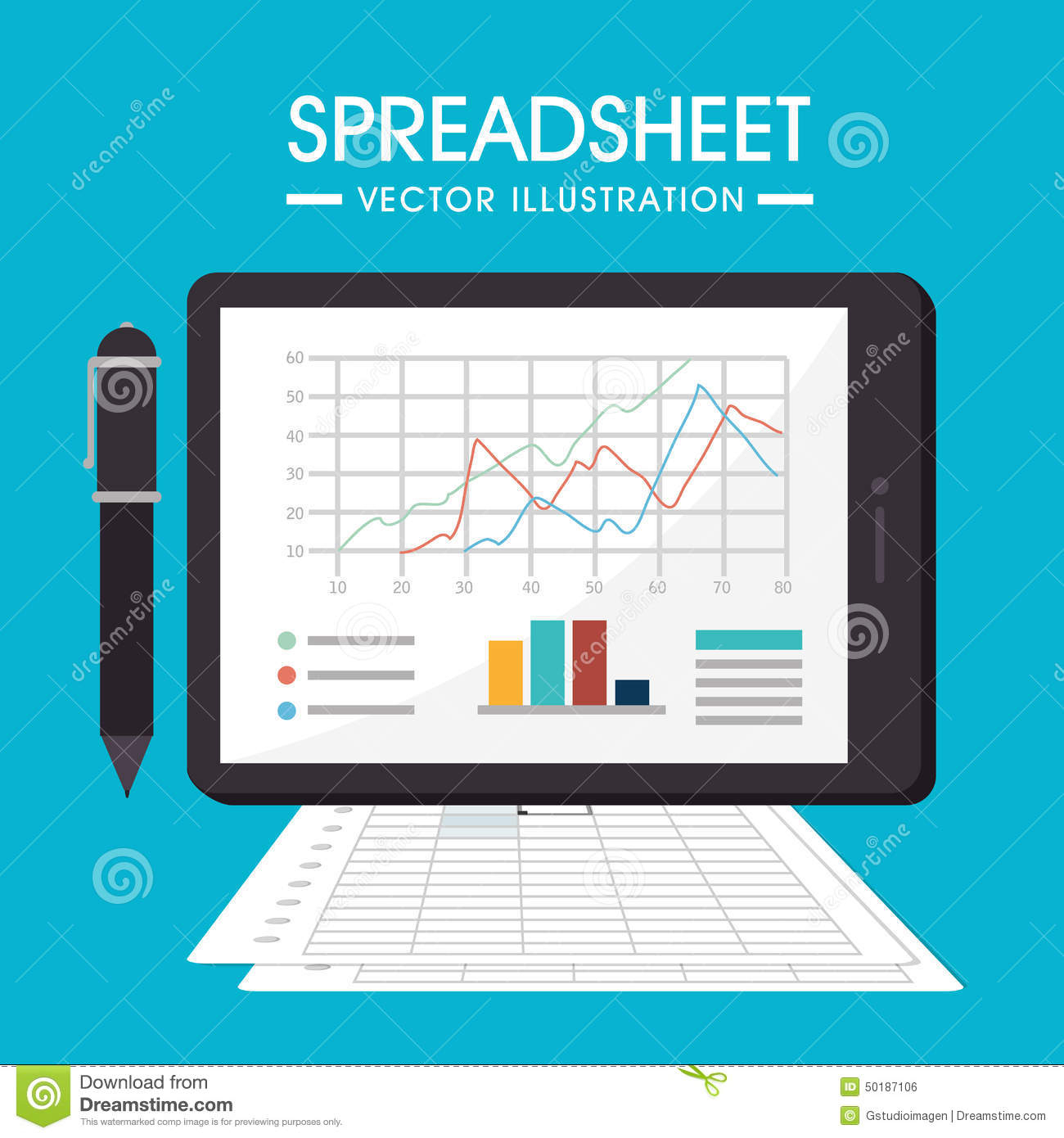 Spreadsheet Graphics Intended For Spreadsheet Design, Vector Illustration. Stock Vector  Illustration