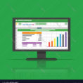 Spreadsheet In Computer Within Spreadsheet Icon Computer Flat Royalty Free Vector Image