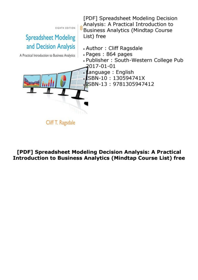 Spreadsheet Modeling And Decision Analysis 8Th Edition In Pdf] Spreadsheet Modeling Decision Analysis: A Practical