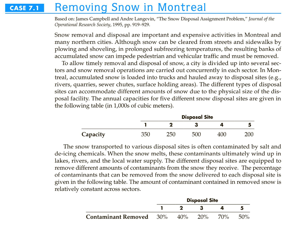 Spreadsheet Modeling And Decision Analysis Answer Key In Solved: Hello, I'm Working On Case 7.1 Removing Snow In Mo