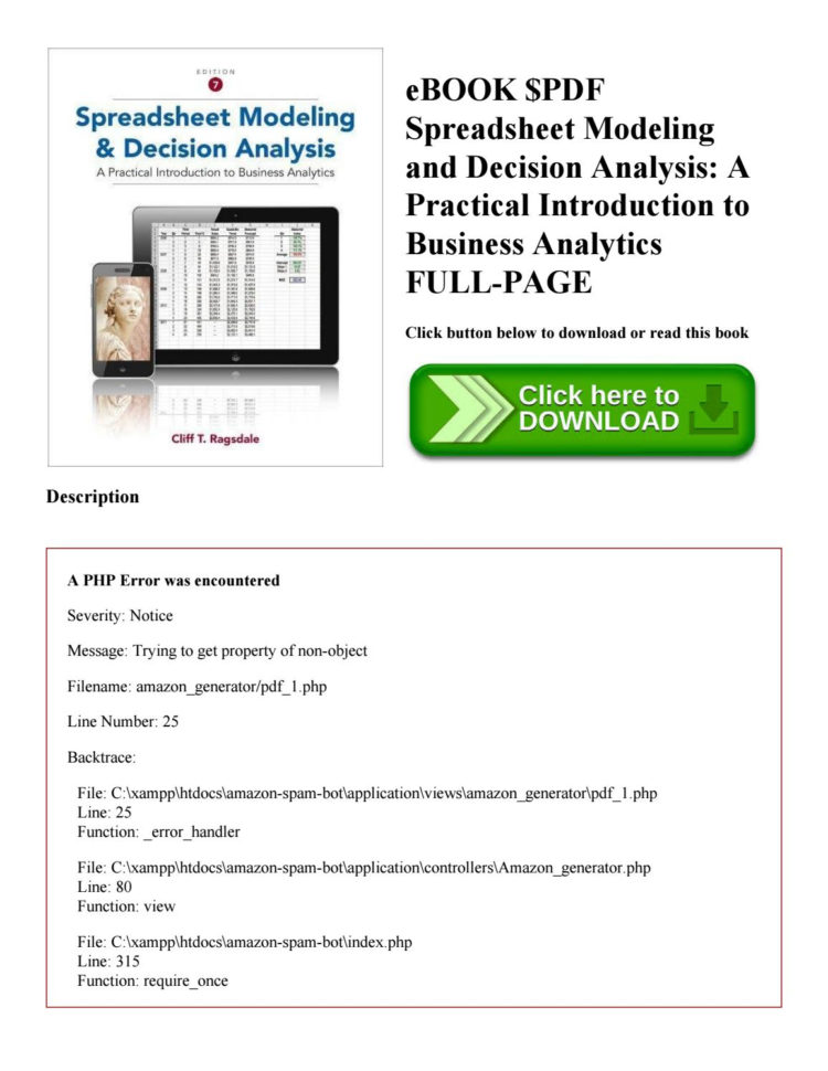 Spreadsheet Modeling And Decision Analysis Ebook In Ebook $Pdf Spreadsheet Modeling And Decision Analysis A Practical