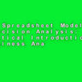 Spreadsheet Modeling And Decision Analysis Ebook Pertaining To Ebook Spreadsheet Modeling And Decision Analysis: A Practical