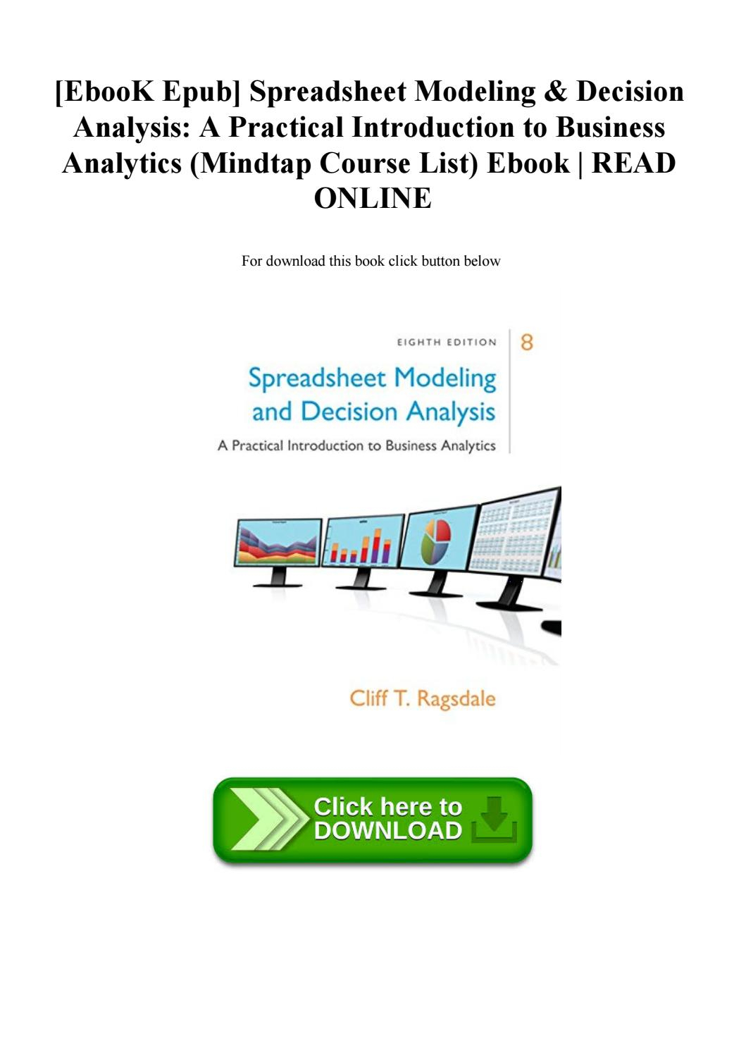Spreadsheet Modeling And Decision Analysis Ebook Throughout Ebook Epub] Spreadsheet Modeling  Decision Analysis A Practical