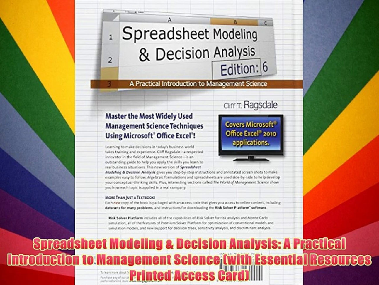 Spreadsheet Modeling And Decision Analysis Ebook With Regard To Spreadsheet Modeling  Decision Analysis: A Practical Introduction