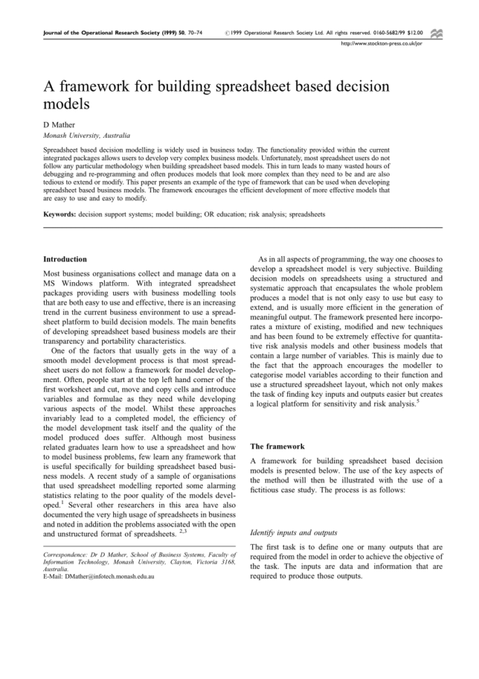 Spreadsheet Modeling And Decision Analysis Solutions Manual Free Inside Pdf A Framework For Building Spreadsheet Based Decision Models Spreadsheet Modeling And Decision Analysis Solutions Manual Free Inside Pdf A Framework For Building Spreadsheet Based Decision Models