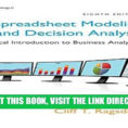 Spreadsheet Modeling & Decision Analysis 8Th Edition Throughout Pdf] Spreadsheet Modeling Decision Analysis: A Practical