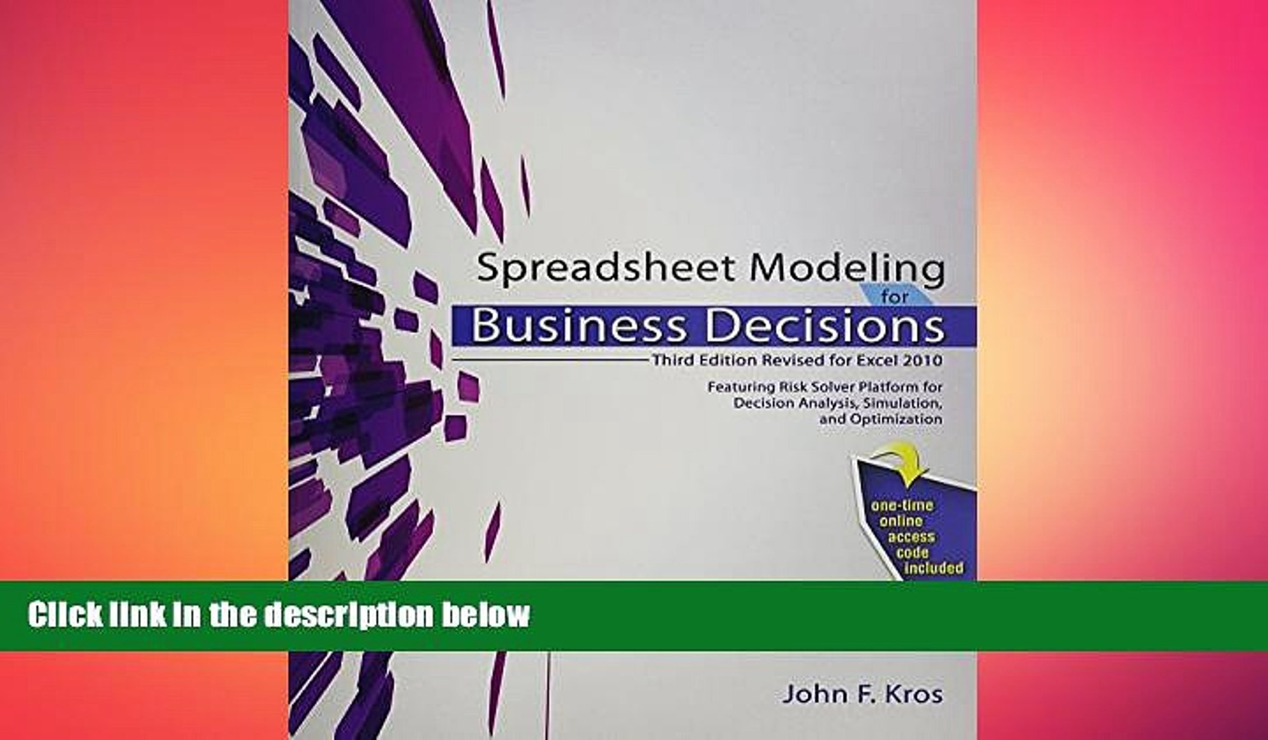 Spreadsheet Modeling For Business Decisions 3Rd Edition with Free Download Spreadsheet Modeling For Business Decisions Book