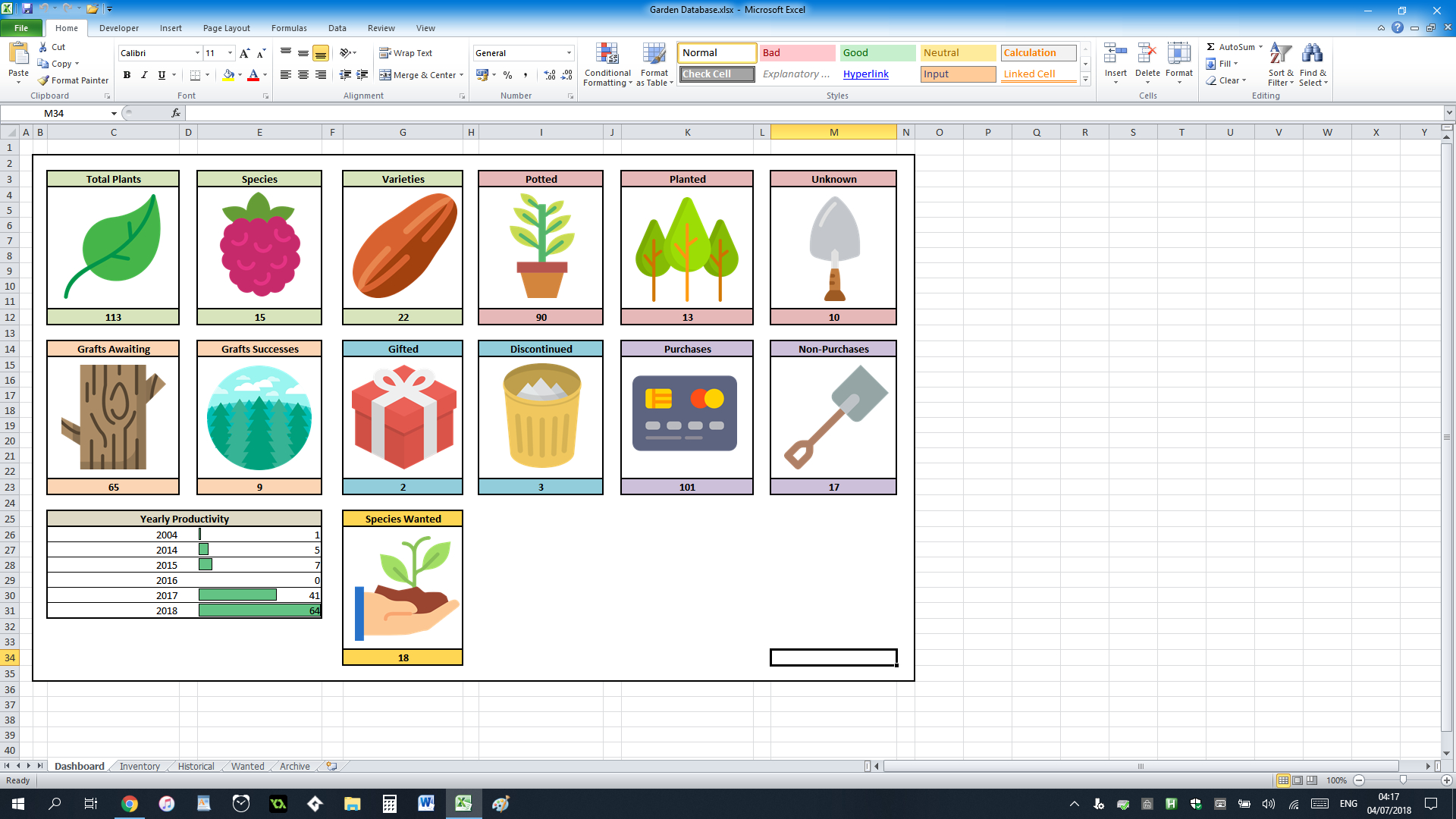Spreadsheet Page Pertaining To I've Made A Garden Spreadsheet With A Dashboard Page That Auto
