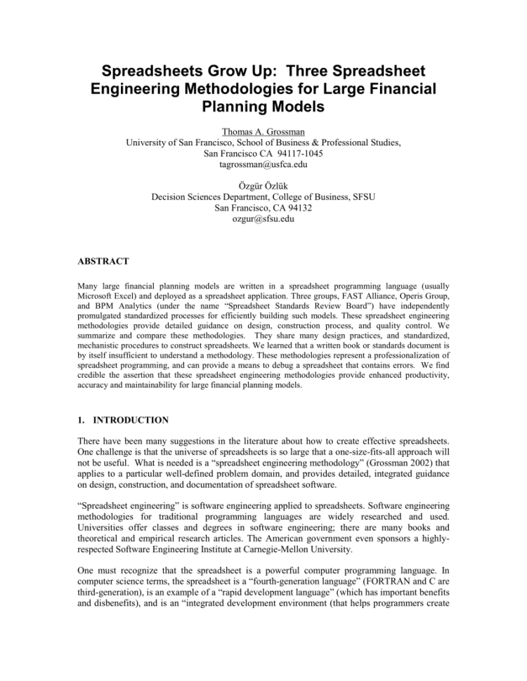 Spreadsheet Programming Regarding Pdf Spreadsheets Grow Up: Three Spreadsheet Engineering