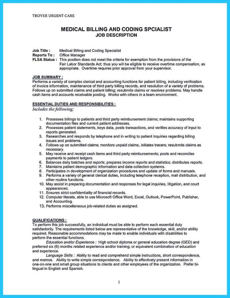 Spreadsheet Specialist Job Description Pertaining To Sample Resume For Medical Billing Specialist Some People Are Trying