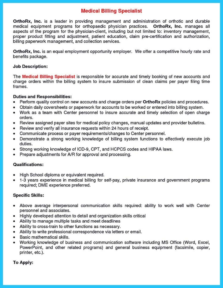 Spreadsheet Specialist Job Description Throughout Sample Resume For Medical Billing Specialist Some People Are Trying