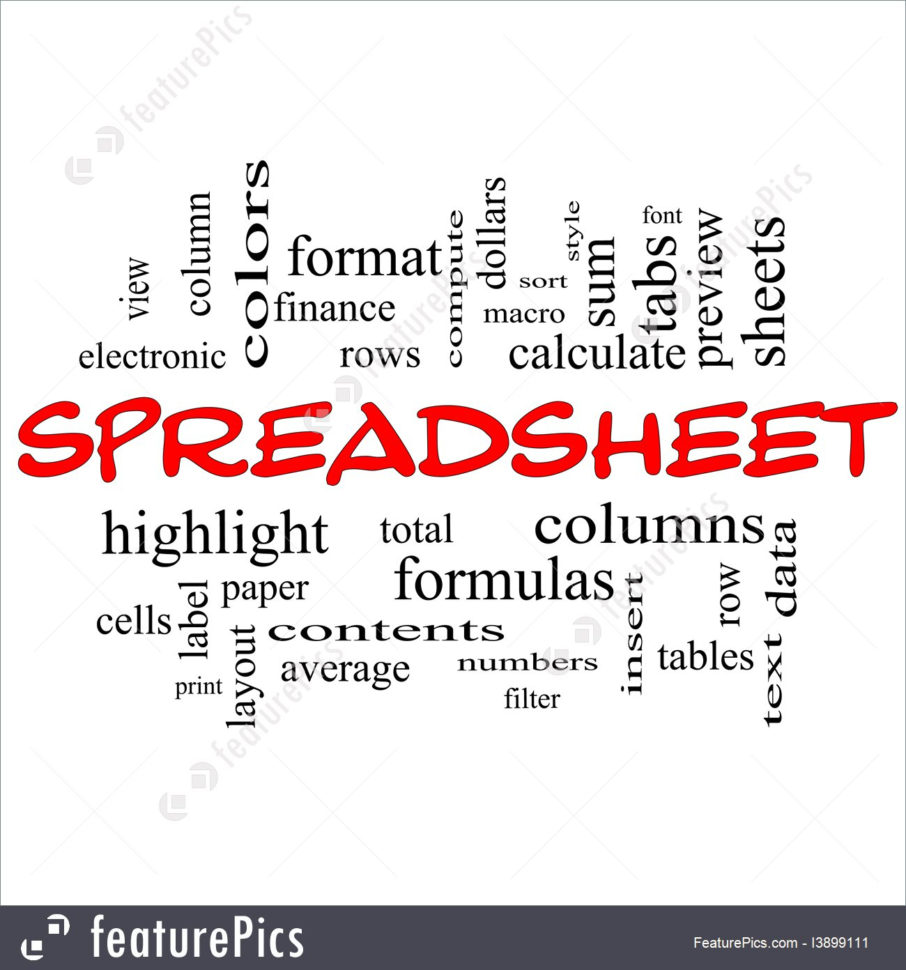 Spreadsheet Terms Pertaining To Signs And Info: Spreadsheet Words  Stock Illustration I3899111 At