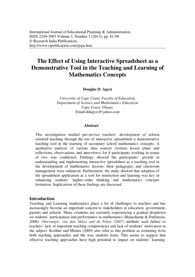 Spreadsheet Test For Interview Pertaining To Pdf Effect Of Using Spreadsheet In Teaching Quadratic Functions On