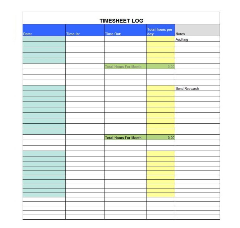 Spreadsheet To Keep Track Of Employee Hours Pertaining To 40 Free Timesheet Time Card 2758