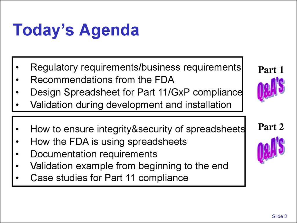 Spreadsheet Validation Fda In Validation And Use Of Exce Spreadsheets In Regulated Environments 3257