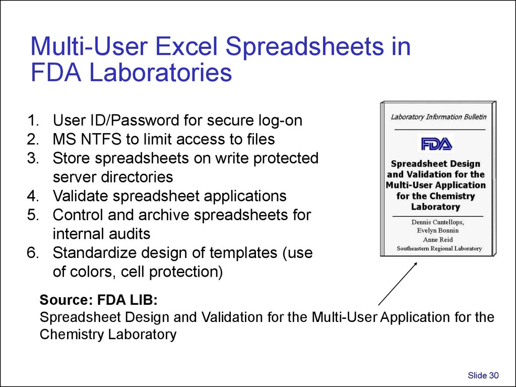 Spreadsheet Validation Fda With Validation And Use Of Exce Spreadsheets In Regulated Environments
