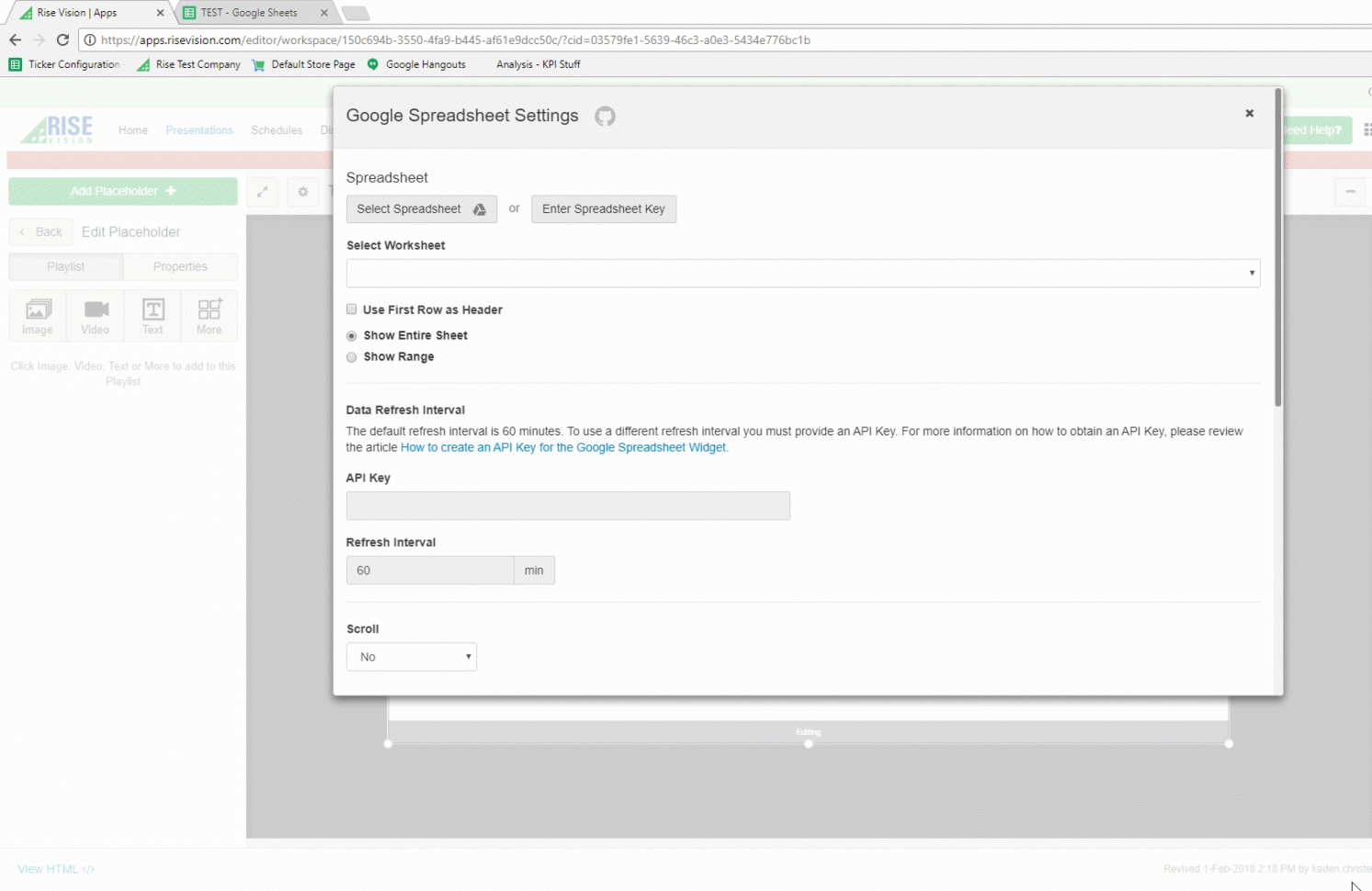Spreadsheet Widget With Google Spreadsheet Issue – Rise Vision Digital Signage Help Center