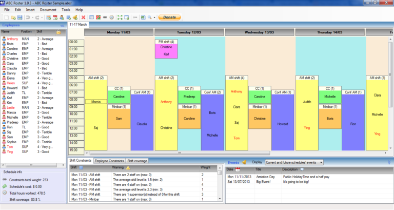 Staff Rota Spreadsheet For Abc Roster A Free Software Application For