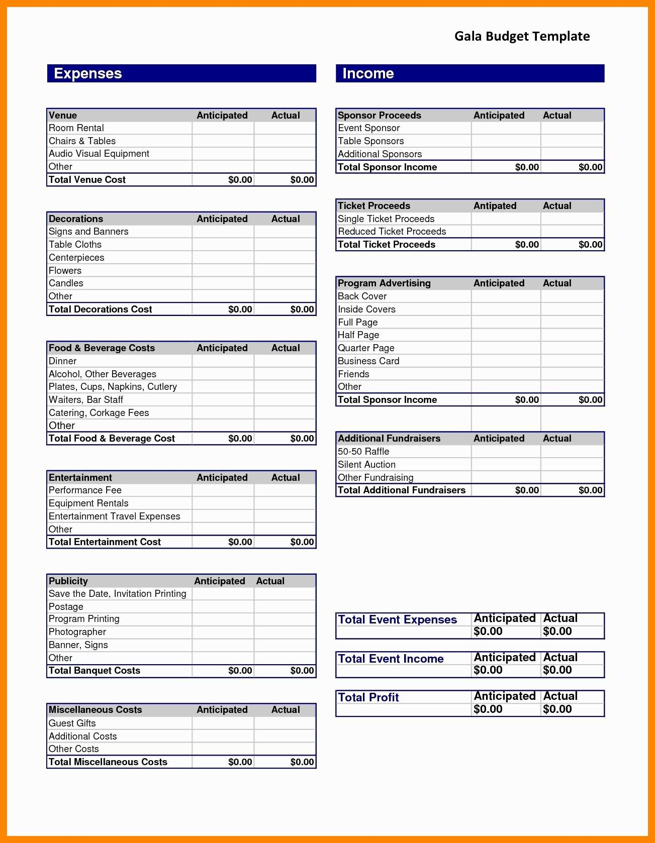 free expenses spreadsheet template for small business