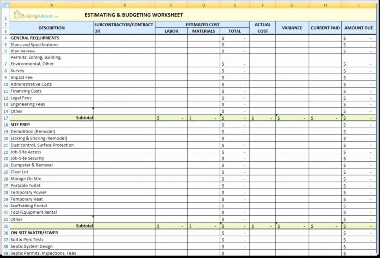 Steel Fabrication Estimating Spreadsheet — db-excel.com