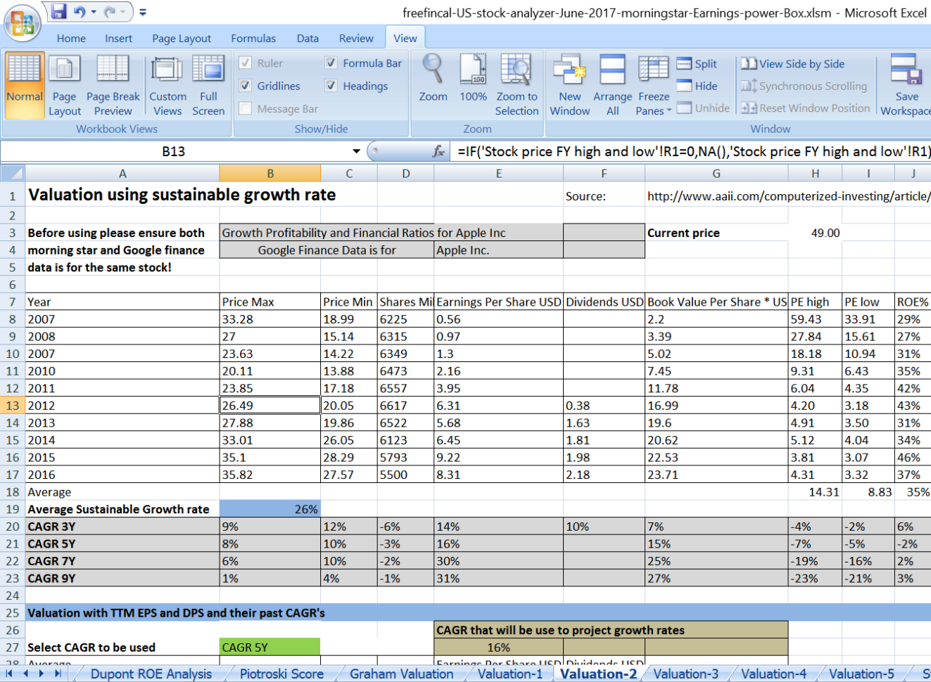 Stock Analysis Spreadsheet Pertaining To Stock Analysis Spreadsheet For U.s. Stocks: Free Download